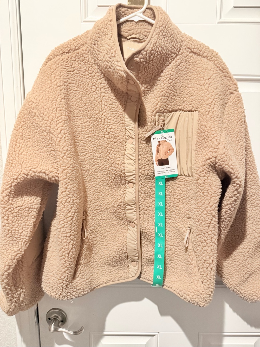 Fabletics Women's Beige Teddy Sherpa Jacket NWT SZ XL
